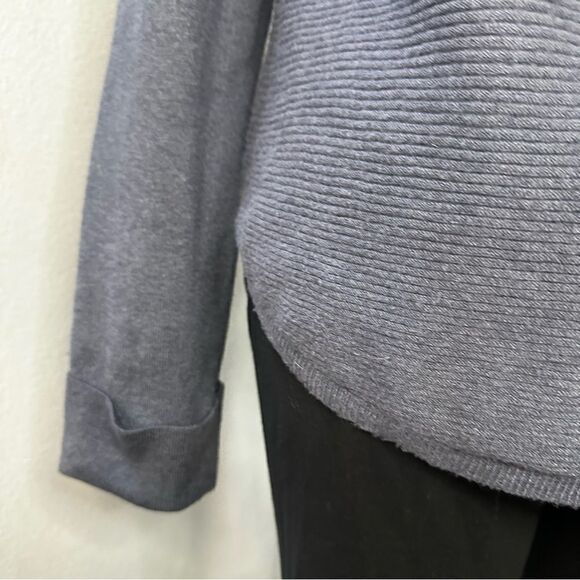 Oversized dropped sleeve rib knit pullover hooded sweater w kangaroo pocket L - Picture 6 of 6